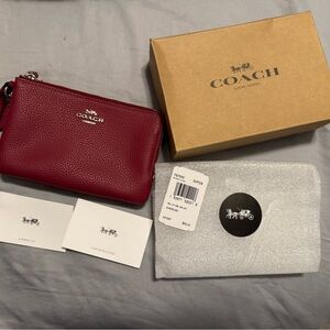 Coach Burgundy Leather Wristlet